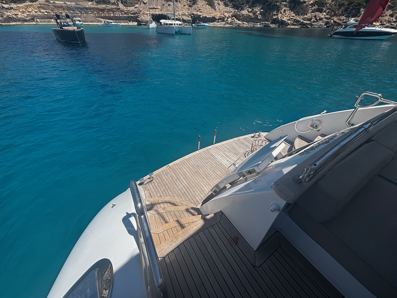 Bow and foredeck of the Limitless yacht