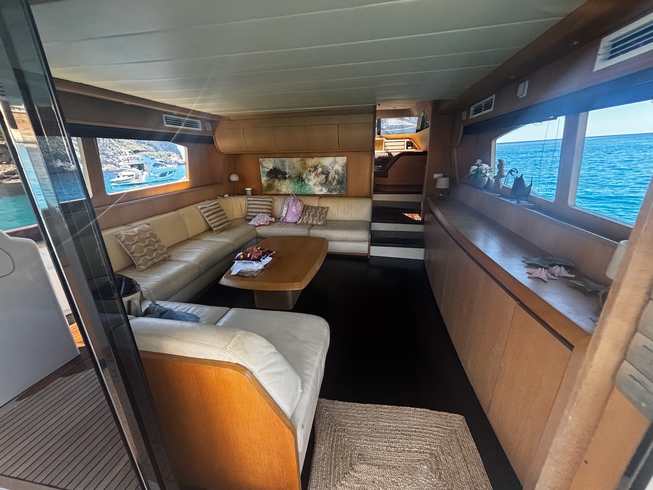 Aft deck and seating of the Limitless yacht