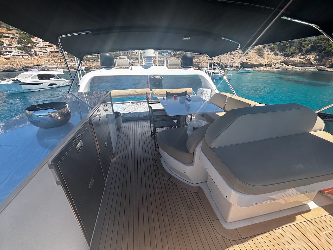 Sun deck of the Limitless yacht