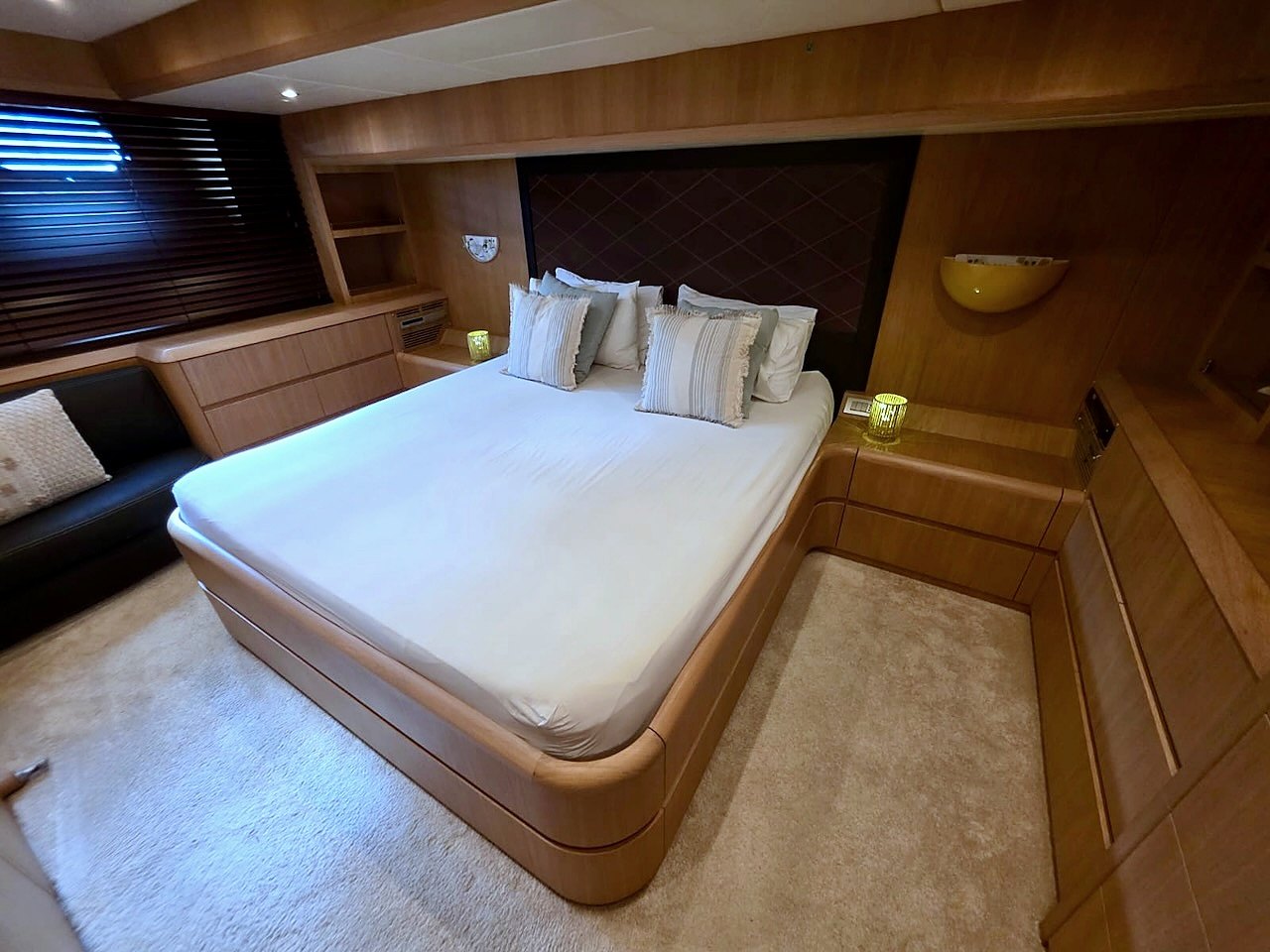 Master cabin aboard the Limitless yacht